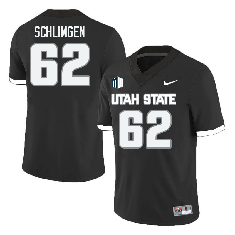 Utah State Aggies #62 Colton Schlimgen College Football Jerseys Stitched Sale-Black
